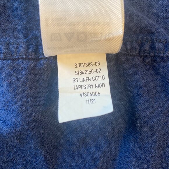Gap Navy Blue Short Sleeve Linen Button Down Shirt - Picture 4 of 9